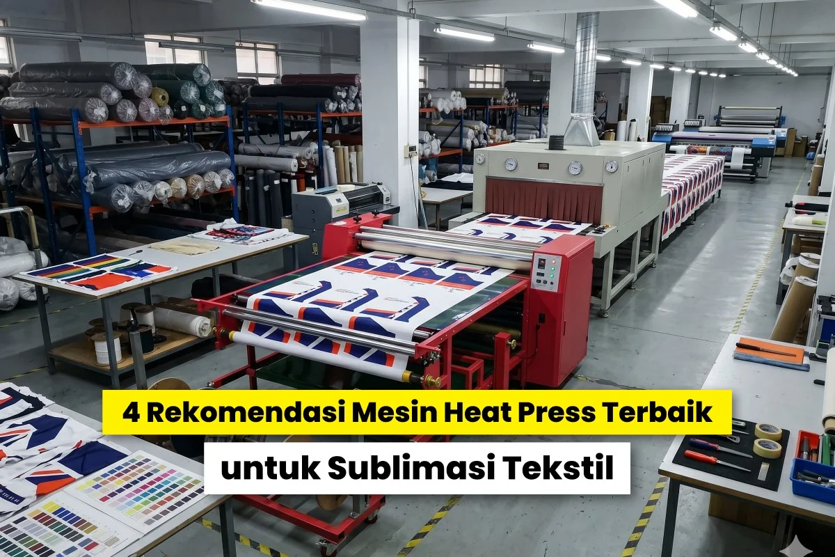 Mesin heat press roll untuk sublimasi tekstil di pabrik dengan proses cetak kain skala besar