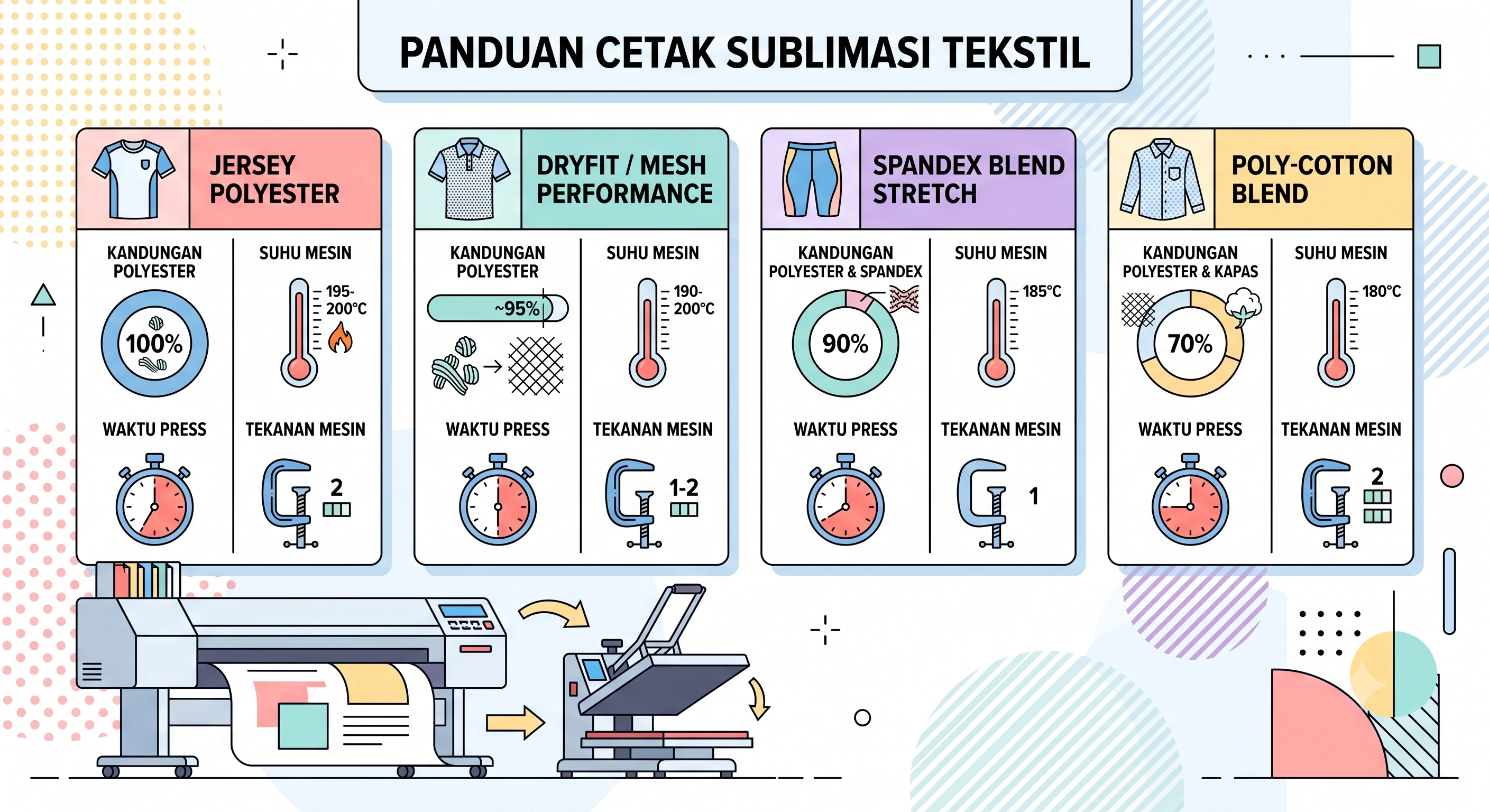 Tabel Parameter Sublimasi per Jenis Kain