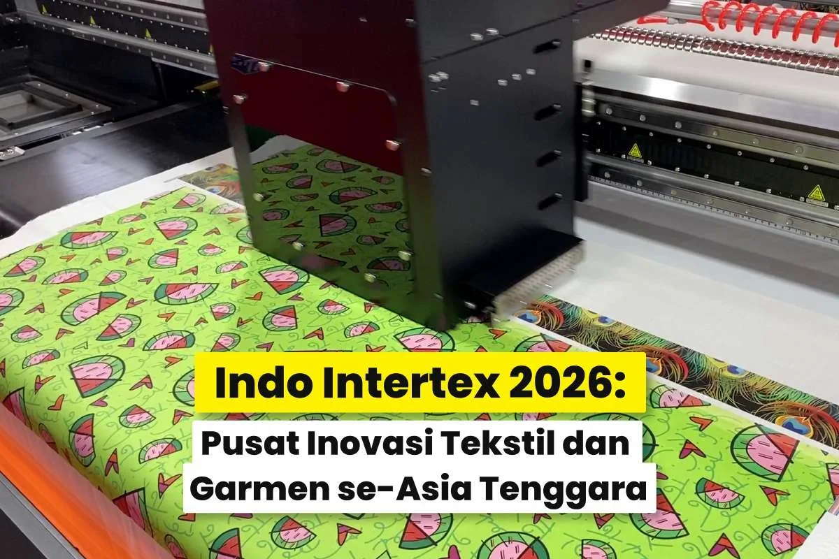 Mesin cetak tekstil modern mencetak kain bermotif di Indo Intertex 2026 sebagai inovasi industri garmen