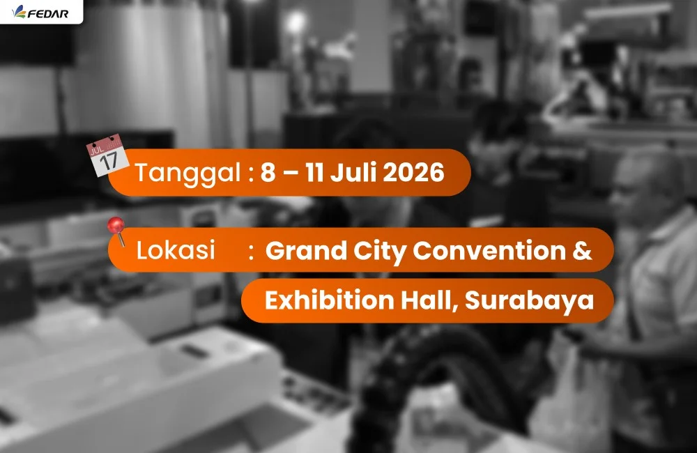 Informasi tanggal dan lokasi Surabaya Printing Expo 2026 yang akan berlangsung pada 8–11 Juli 2026 di Grand City Convention & Exhibition Hall Surabaya.