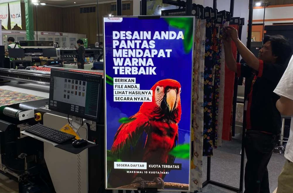 Area Free Test Print di IAPE Bandung 2026 untuk mencoba hasil cetak dan warna secara langsung.